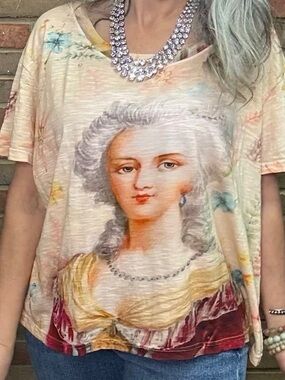 Vintage Portrait Marie Antonette Peach Short-Sleeve Women’s Top